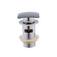 Vanne de vidange carrée en laiton chromé pour lavabo, avec système Click-Clack, filetage G1-1/4", pour baignoire et salle de bain d'hôtel