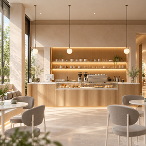 Diseño Interior Minimalista Personalizado para Cafetería, Conjunto Completo de Muebles para Café - Product Image 3