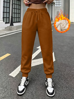 Pantalon de jogging décontracté pour femme, épais et chaud, doublé polaire, avec cordon de serrage et bas élastiques, idéal pour l'hiver (vente en gros)