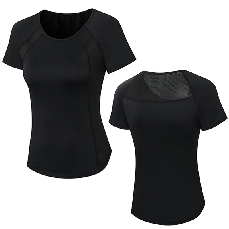 Sports Short Sleeve T Shirt for Women Polyester Mesh Breathable Gym Fitness Wear Yoga Top