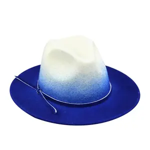 Lihua New Fashion Fedora Hats Royal Blue And White Wide Brim Custom Fedora Hat