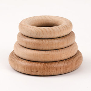 Anneaux en bois de hêtre, couleur naturelle, polis, pour la fabrication de bijoux DIY, accessoires pour bracelets de dentition pour bébés, vente en gros - Product Image 3