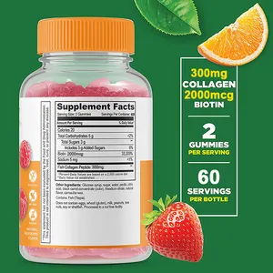 Suplemento de gomitas de colágeno de sabor natural con vitamina de biotina, piel del cabello, uñas, cuidado de la salud para todos, no para mujeres embarazadas - Product Image 2