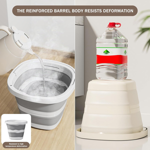 <span class=keywords><strong>Cubo</strong></span> <span class=keywords><strong>de</strong></span> Plástico Plegable y Portátil <span class=keywords><strong>de</strong></span> 10L, Ahorra Espacio, Cuadrado, para Limpieza del Hogar - Product Image 4