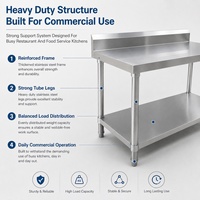 Table de travail de cuisine en acier inoxydable robuste, avec pieds en tube rond, pour restaurant et boulangerie, fournie directement par l'usine