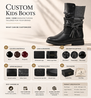 Bottes mi-mollet noires tendance pour filles, bottes en cuir PU brillant pour enfants avec pompon scintillant