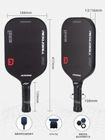 Raquettes de pickleball en fibre de carbone, texture à haut spin, noyau en nid d'abeille léger, carbone 3k