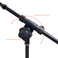 Support de microphone universel K-503-2B compatible, en métal, réglable en hauteur (36-49 cm), pour bureau et réunions