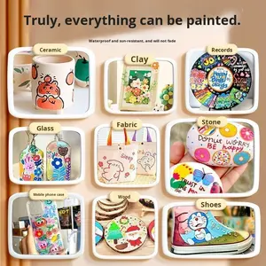 Zacht Hoofd Plastic Kunst Marker Pen Set Voor Basisschool Kunst Aquarel Pennen Voor Het Tekenen Van Schoenen En Stenen - Product Image 4