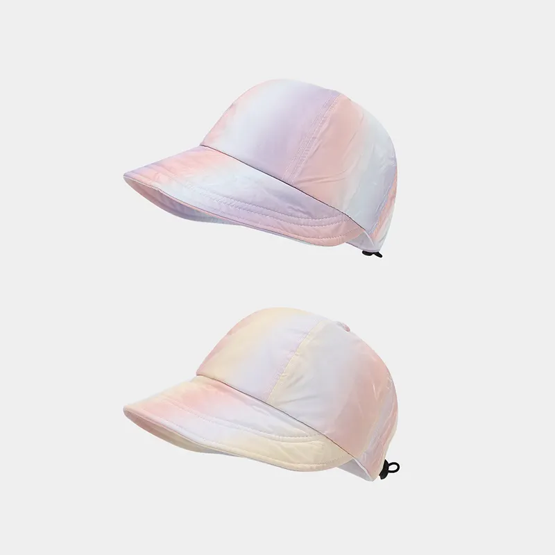 फैशन सात रंग टाई डाई सॉफ्ट शेड टोपी महिलाओं के लिए साहित्यिक छोटी ताज़ा चौड़ी किनारे वाली टोपी थोक
