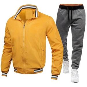 Ensemble survêtement homme GURUNA-Z-INDUSTRY : veste de survêtement blanche et pantalon de survêtement gris, couleur unie, manches longues, taille élastique, respirant - Product Image 5