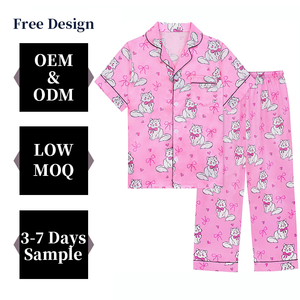 Ropa de dormir transpirable para niños, conjunto de pijamas de noche de dibujos animados para niñas, venta al por mayor, ropa de dormir de unicornio arcoíris de verano personalizada 2025 - Product Image 1
