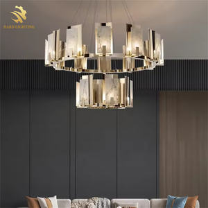 アメリカンデザインの高級レストラン用大理石シャンデリア、モダンなリングシャンデリア、クリエイティブな高級LEDレストランシャンデリア - Product Image 2