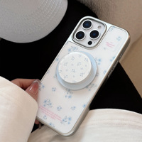 Coque magnétique en TPU mat avec motif de petites fleurs bleues fraîches pour iPhone 17/16 Pro Max/13/14/15 – Étui de téléphone dessin animé