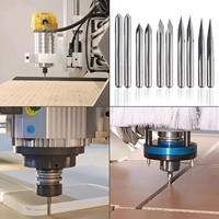 Lot de 10 fraises de gravure pyramidales à trois bords en aluminium, avec pointe de 0,1 à 0,3 mm, haute précision, pour machine de gravure CNC