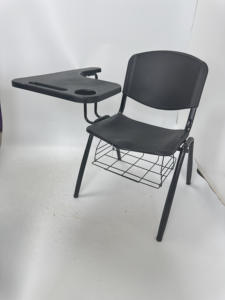 Chaise d'école avec bureau pliable et panier en fil métallique, chaise en plastique avec rangement pour les élèves - Product Image 2