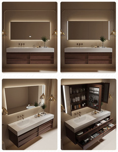 Sang trọng không thấm nước treo tường thép không gỉ vanities phòng tắm bồn rửa đơn tủ với gương thông minh mới vanities phòng tắm - Product Image 5