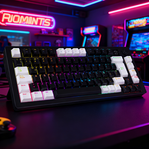 <span class=keywords><strong>Clavier</strong></span> mécanique à joint tri-mode Bluetooth 82 touches <span class=keywords><strong>Clavier</strong></span> de jeu sans fil rechargeable sans fil 75% RGB remplaçable à chaud - Product Image 1