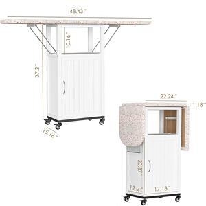 Mueble <span class=keywords><strong>de</strong></span> Planchado Plegable <span class=keywords><strong>con</strong></span> Estante <span class=keywords><strong>de</strong></span> Almacenamiento y Ruedas para Organización <span class=keywords><strong>de</strong></span> Lavandería en el Hogar - Product Image 2