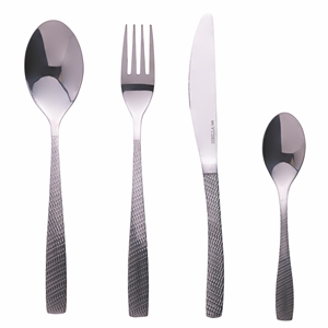 HARLEM SET 24PCS HAMMERED <b>CUTLERY</b> BRIGHT <b>STEEL</b> - Product Image 1