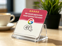Panneau de table en PVC personnalisé Syno Brand NFC pour avis Google, impression offset laminée 5 étoiles avec film de revue, directement de l'usine pour entreprises