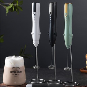 Espumador de leche recargable con soporte batidor de huevos con cabezales reemplazables mezclador eléctrico licuadora de leche de café burbujeador - Product Image 3