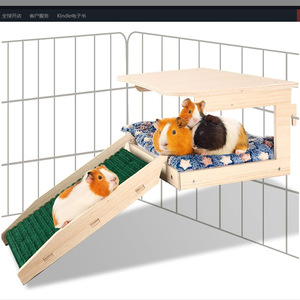 Wooden Guinea Pig Hideout With Stairs Detachable Small Animal <b>House</b> <b>Bed</b> Warm Design For Hamster Autumn Winter Use - Product Image 1