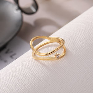 Wholesale <b>Ring</b> Jewelry Women Fashion <b>Adjustable</b> <b>Ring</b> Stainless Steel 18K Gold Plated <b>Ring</b> for Women - Product Image 3