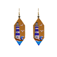 Pendientes de Bisutería de Moda con Cuentas Miyuki de Estilo Bohemio, Hechos a Mano con Patrones Naturales, para Mujer, MOQ Bajo