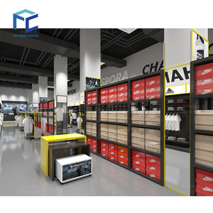 อุปกรณ์กีฬาในฟิตเนสสไตล์เรียบง่ายแนวคิดการออกแบบร้านรองเท้าออกกำลังกายแบบกำหนดเองได้ชั้นวางติดผนังร้านเสื้อผ้ากีฬา - Product Image 5