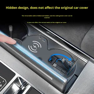 Caricatore Wireless Magnetico per <span class=keywords><strong>Audi</strong></span> Nuova A6L/A7L, Stazione di Ricarica Rapida Modificata per Accendisigari Centrale - Product Image 2