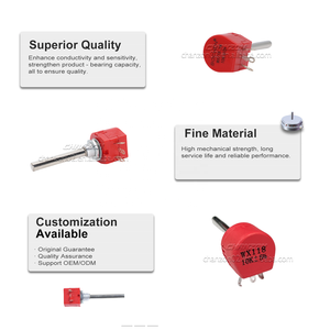 Potenciómetro giratorio de bobinado de giro único WX118 original 1K 2K 5K 10K Ohm 2W <span class=keywords><strong>ABK</strong></span>, resistencias ajustables de bobinado de alambre de precisión rojo - Product Image 2
