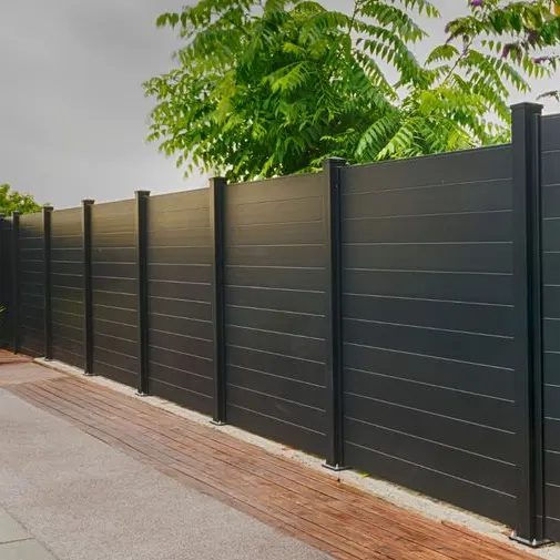 Panneaux d'intimité en métal découpé au Laser, clôture de jardin, panneau de clôture d'intimité, petites clôtures de jardin en aluminium moderne, Valla noire