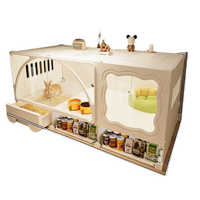 Cage à lapin moderne, durable et élégante, très grande, luxueuse, type villa, en plastique, pour salon, avec fermeture à bouton, transparente