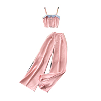 Ensemble d'été vintage pour femme : débardeur court et pantalon large pour tenue décontractée