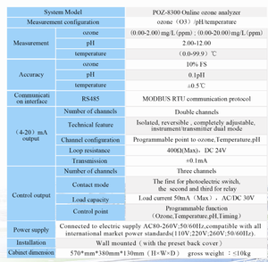 Analyseur en ligne <span class=keywords><strong>CREATEC</strong></span> POZ-8300 de haute qualité pour l'ozonisation industrielle, la teneur en ozone libre, le pH et la température, avec écran tactile couleur 7 pouces, OEM - Product Image 4