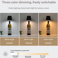Lampe de table LED personnalisable avec logo, rechargeable, à trois niveaux d'ambiance, à brancher, en forme de bouteille de vin, pour bars, fêtes, mariages, anniversaires
