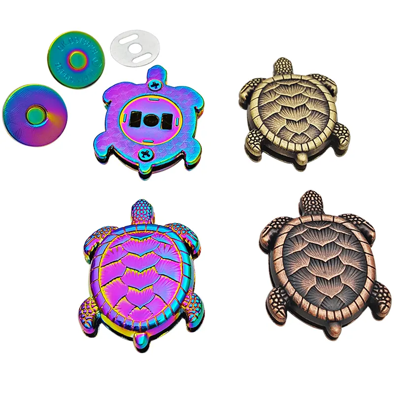 Wholesale Turtle Shape Strong Magnet Buttons Zinc Alloy Colorful Handbag Magnetic Buckle Snap Button