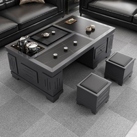 Table basse luxueuse pour salon en dalle de roche Service à thé intégré pour bureau Service à thé avec bouilloire