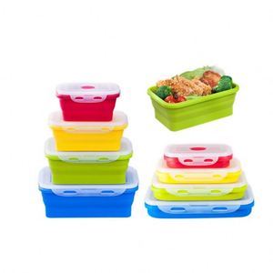 Collapsible Silicone Food <b>Storage</b> Container Reusable Flat Stacks Silicone Folding Lunch <b>Box</b> - Product Image 1