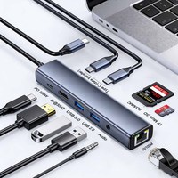 Nouveau produit MINI Petit adaptateur USB C vers 10 en 1 HDTV PD 100W RJ45 Lecteur de carte USB HUB pour MacBook Pro, IMac, iPad Pro