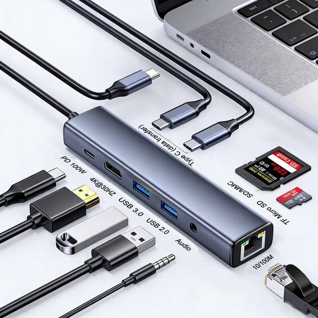 New Product MINI Small USB C to 10 in 1 HDTV PD 100W RJ45 Card Reader USB HUB for MacBook Pro, IMac, iPad Pro