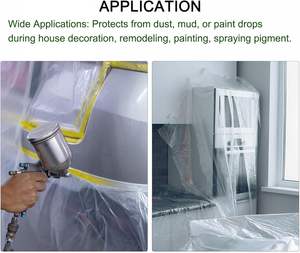 <span class=keywords><strong>Film</strong></span> de masquage pré-collé, bâche en plastique avec ruban adhésif haute adhérence pour la protection de la peinture - Product Image 5