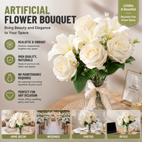 Künstliche Seidenrosen, Realistische Dekorative Kunstblumen für Zuhause, Hochzeit, Fotografie, Party, Tischdekoration und Blumenarrangements
