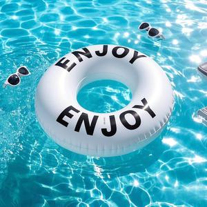 <strong>Custom</strong> Logo Swimming Tube Donut <strong>Pool</strong> <strong>Float</strong> White <strong>Inflatable</strong> Swim Ring Floatie for Kids <strong>Pool</strong> Floater - Product Image 1