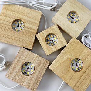 Lampu malam bola kristal motif alam semesta, kotak ukiran Laser 3D dasar kayu kustom - Product Image 3