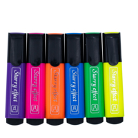 OEM/ODM Fournisseur RTS acceptable Set de stylos surligneurs colorés avec pointe de pinceau plat Clip noir et marqueur de surligneur de taille normale