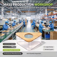 Bac de bain triangulaire pour hamster, directement de l'usine, avec couvercle en bambou, pour petits animaux, bain de sable, gain de place, OEM/ODM
