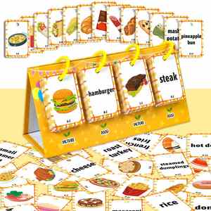 Material Escolar para Educación en Casa, Actividades Preescolares, 92 Tarjetas de Aprendizaje Temprano sobre Alimentos - Product Image 1