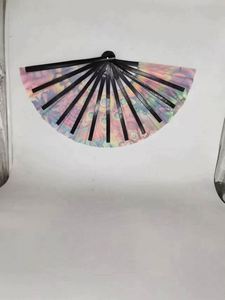 2024 Folk Art Style Custom Printed Logo Folding Hand <b>Fan</b> Factory Stock Bamboo and UV Printed Fabric Painted Technique - Product Image 4